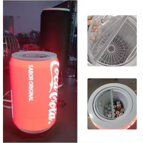 Soda can-shaped LED screen with cooler